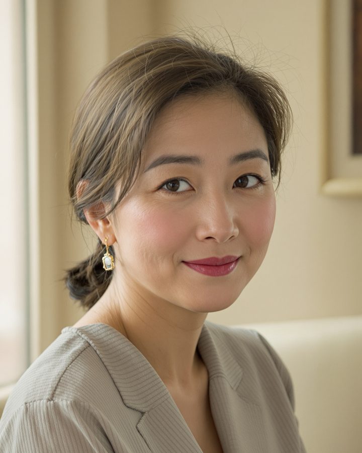 AI 전속 모델 문세영, 46세 설정, 베이지 린넨